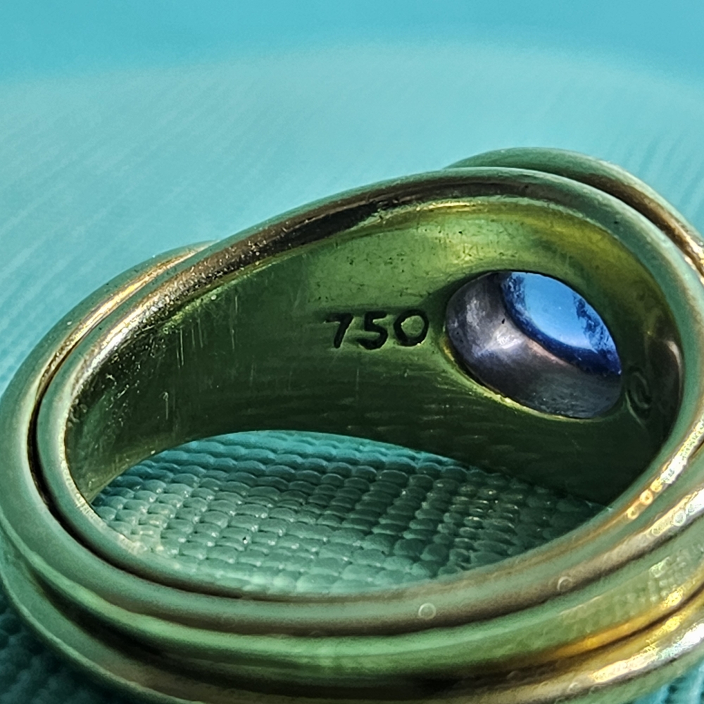 🥰SALE! Tiffany & Co. 18k YG Signature X Cabochon Tanzanite Ring Sz 4.5 RETIRED - Picture 6 of 11